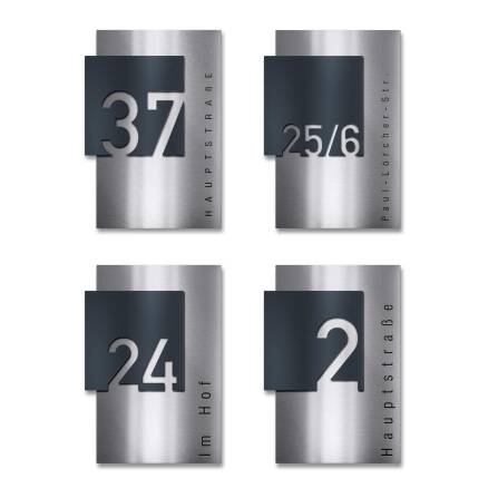 Metzler Design Hausnummernschild aus Edelstahl | Steiner