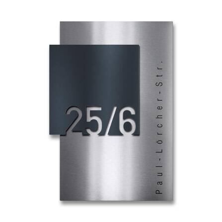 Metzler Design Hausnummernschild aus Edelstahl | Steiner