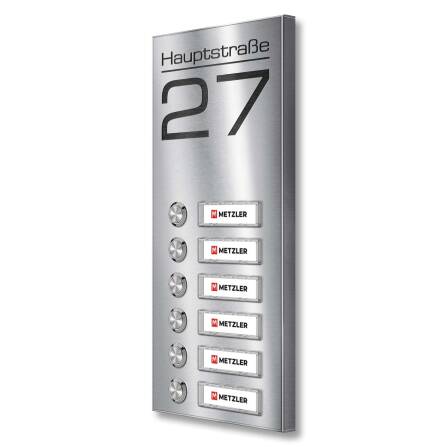 Metzler Funkklingel mit 6 Klingeltastern | Edelstahl austauschbare Namensschilder | Tara M6