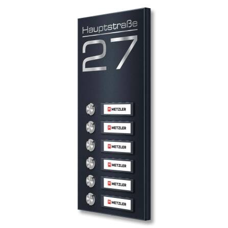 Metzler Sonnette sans fil anthracite Plaques de nom échangeables | Tara M6