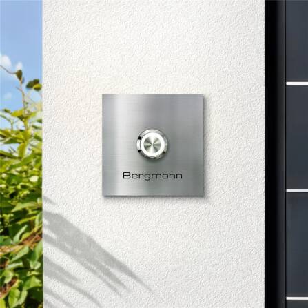 Metzler Türklingel mit Gravur + LED-Taster | Edelstahl gebürstet | Stella