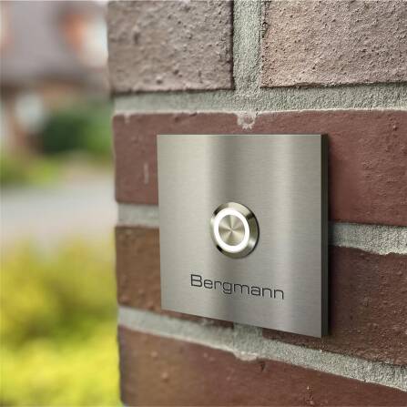 Metzler Türklingel mit Gravur + LED-Taster | Edelstahl gebürstet | Stella