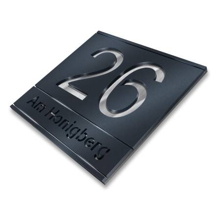 Metzler Tafel aus Edelstahl mit Hausnummer und...