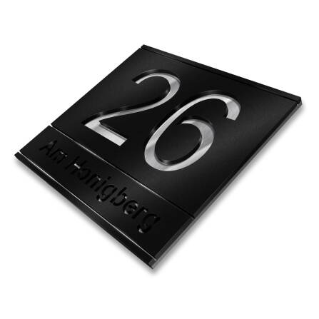 Metzler Tafel aus Edelstahl mit Hausnummer und Straße Farboptionen wählbar