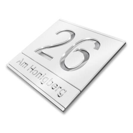 Metzler Tafel aus Edelstahl mit Hausnummer und Straße Farboptionen wählbar