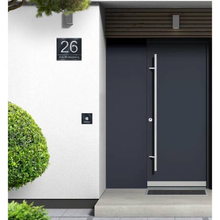 Metzler Tafel aus Edelstahl mit Hausnummer und Straße Farboptionen wählbar