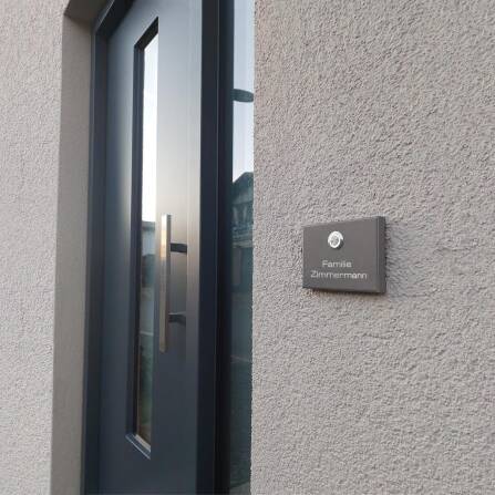 Metzler Funkklingel kabellos Edelstahl V2A | Aufputz Türklingel IP67 | 150m Reichweite  | DB 703 Eisenglimmer | Vitus