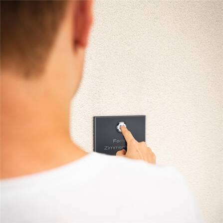 Metzler Funkklingel kabellos Edelstahl V2A | Aufputz Türklingel IP67 | 150m Reichweite  | DB 703 Eisenglimmer | Vitus