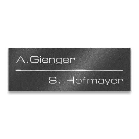 Namensschild aus Edelstahl in Eisenglimmer mit Lasergravur
