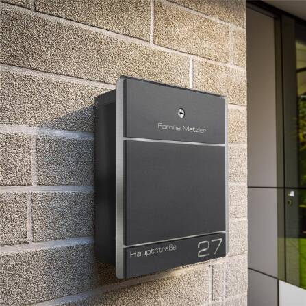 Metzler Briefkasten aus Edelstahl | personalisiert mit Gravur | Zeitungsfach optional | Eisenglimmer | Moris