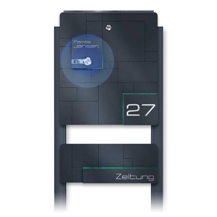 Metzler Standbriefkasten Funkklingel Anthrazit Edelstahl...