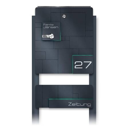 Metzler Standbriefkasten Funkklingel Anthrazit Edelstahl Gravur optional | 02