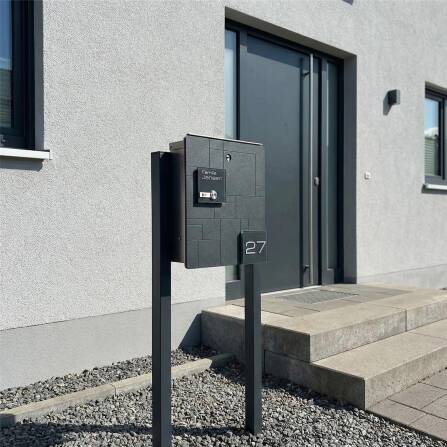 Metzler Standbriefkasten Funkklingel Anthrazit Edelstahl Gravur optional | 02