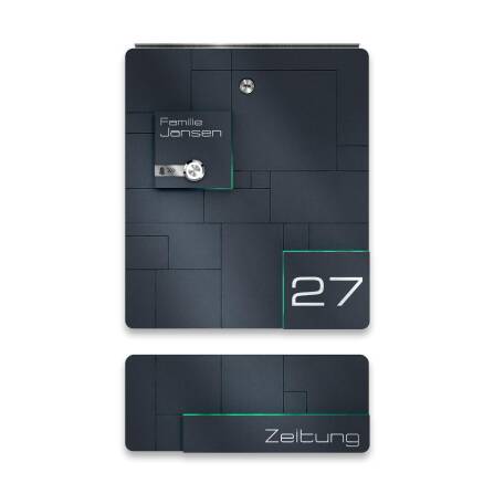 Metzler Standbriefkasten Funkklingel Anthrazit Edelstahl Gravur optional | 02
