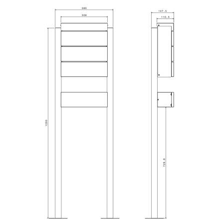 Metzler Standbriefkasten Edelstahl Echtholz Eiche | Masiva
