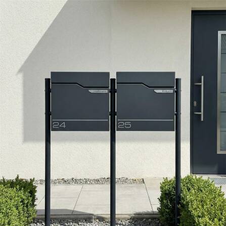 Metzler Standbriefkasten Mehrfamilienhaus austauschbares Namensschild | Hoffmann