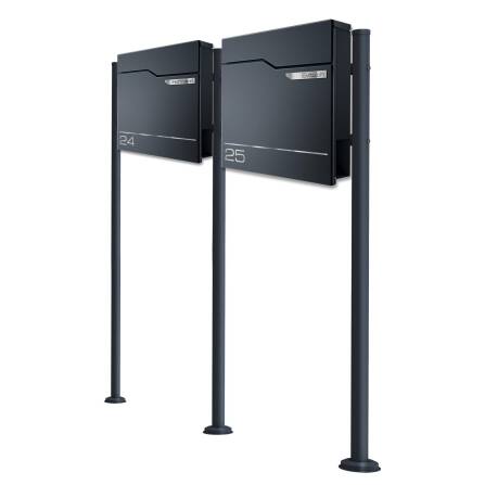 Metzler Standbriefkasten Mehrfamilienhaus austauschbares Namensschild | Hoffmann