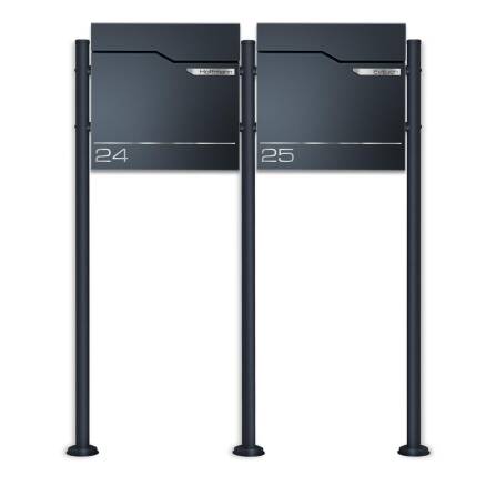 Metzler Standbriefkasten Mehrfamilienhaus austauschbares Namensschild | Hoffmann