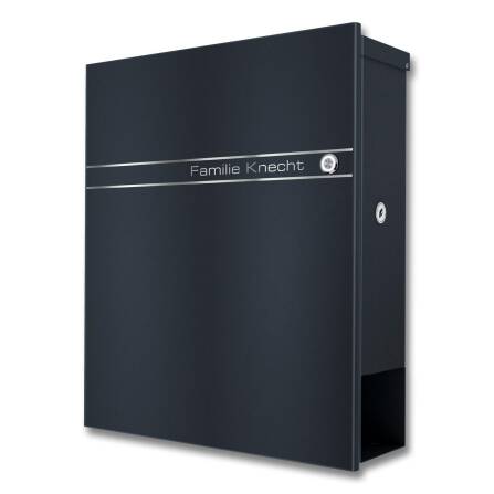 Metzler Briefkasten Funkklingel Anthrazit Gravur optional | Lepo 2