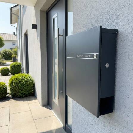 Metzler Briefkasten Funkklingel Anthrazit Gravur optional | Lepo 2