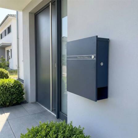 Metzler Briefkasten Funkklingel Anthrazit Gravur optional | Lepo 2