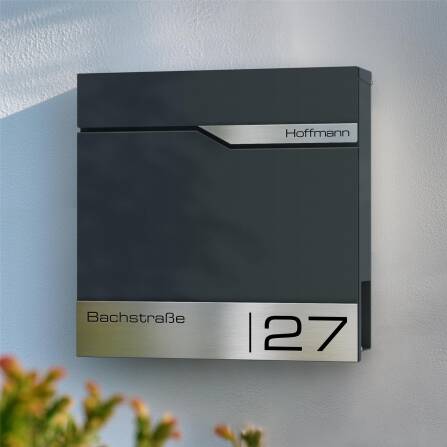 Metzler Briefkasten Anthrazit RAL 7016 hochwertiger Stahl...