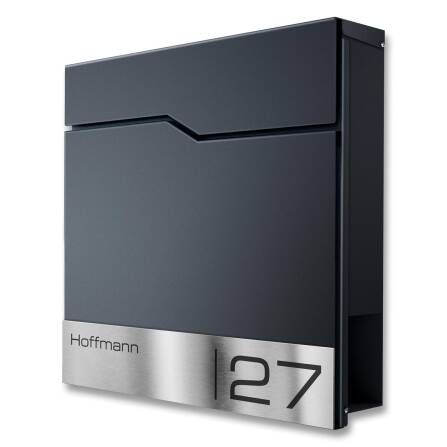 Boîte aux Lettres Metzler avec Plaque de Nom et Support en Acier Inoxydable | RAL 7016 Gris Anthracite | Enno