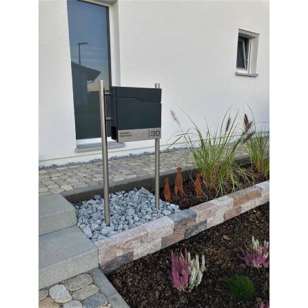 Boîte aux Lettres Metzler avec Plaque de Nom et Support en Acier Inoxydable | RAL 7016 Gris Anthracite | Enno