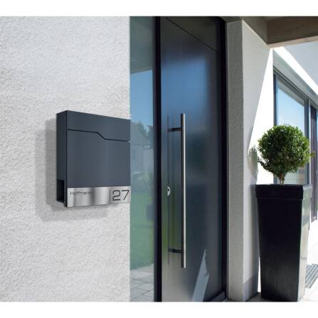 Boîte aux Lettres Metzler avec Plaque de Nom et Support en Acier Inoxydable | RAL 7016 Gris Anthracite | Enno