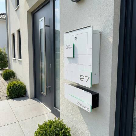 Metzler Casella delle lettere Bianco Neve Acciaio inossidabile Incisione opzionale | 02