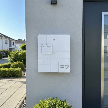 Metzler Casella delle lettere Bianco Neve Acciaio inossidabile Incisione opzionale | 02