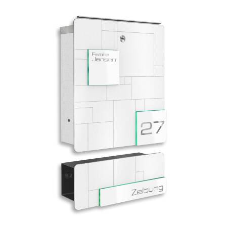 Metzler Casella delle lettere Bianco Neve Acciaio inossidabile Incisione opzionale | 02