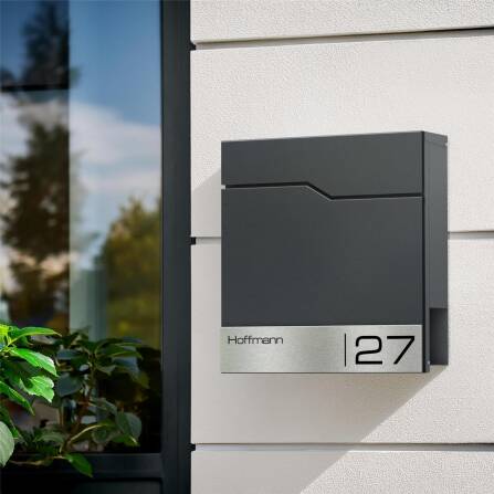 Metzler Boîte aux Lettres Anthracite RAL7016 Plaque de Nom en Acier Inoxydable | Enno