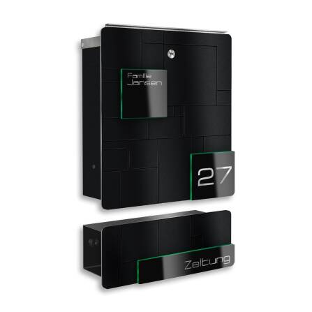 Metzler Boîte aux Lettres Noir Acier Inoxydable Gravure optionnelle | 02