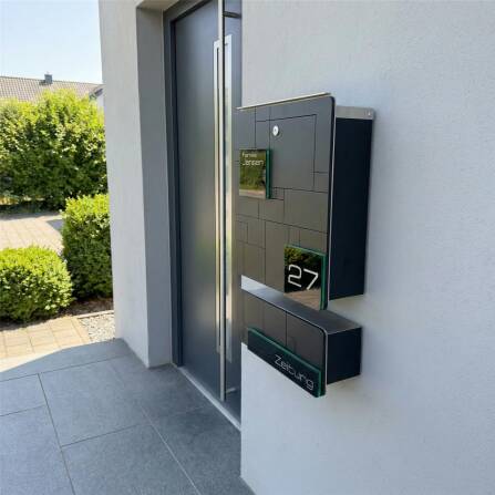 Metzler Boîte aux Lettres Noir Acier Inoxydable Gravure optionnelle | 02