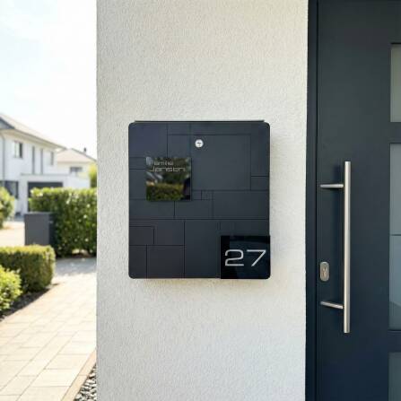 Metzler Boîte aux Lettres Noir Acier Inoxydable Gravure optionnelle | 02