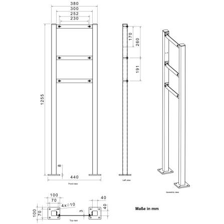 Metzler Universal Briefkastenständer Standfuß Stahl RAL7016 Anthrazitgrau zum Verschrauben