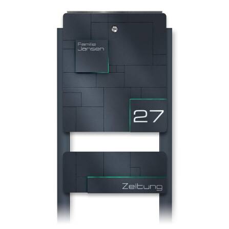 Metzler Standbriefkasten Anthrazit Edelstahl Gravur...