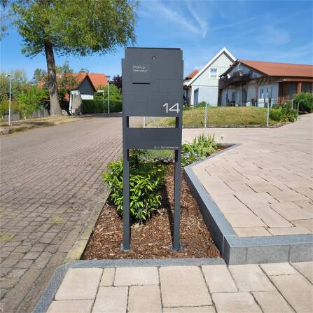 Metzler cassetta postale da terra antracite acciaio inossidabile incisione opzionale | 02