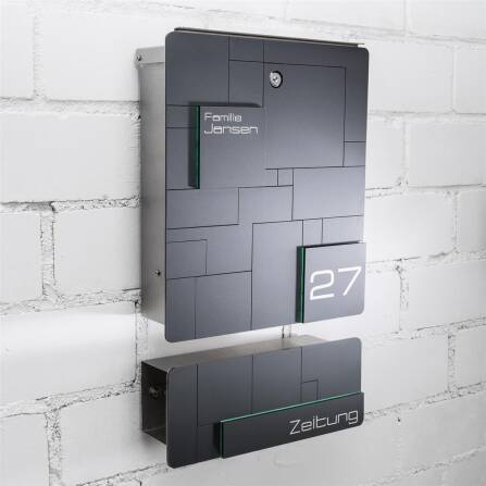 Metzler cassetta postale da terra antracite acciaio inossidabile incisione opzionale | 02