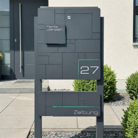 Metzler cassetta postale da terra antracite acciaio inossidabile incisione opzionale | 02