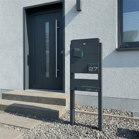 Metzler cassetta postale da terra antracite acciaio inossidabile incisione opzionale | 02