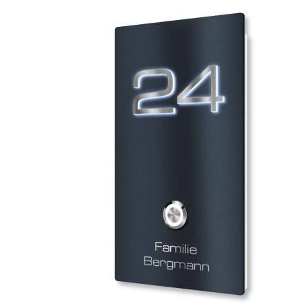 Metzler Türklingel Aufputz Anthrazit Gravur 3D-LED-Hausnummer | Gala
