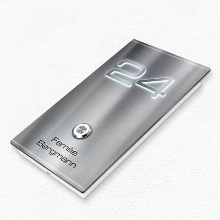 Metzler Türklingel Aufputz Edelstahl Gravur 3D-LED-Hausnummer | Gala