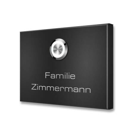 Metzler Aufputz Türklingel | personalisiert mit Gravur | Edelstahl-Taster mit LED | RAL 9005 Tiefschwarz | Vitus