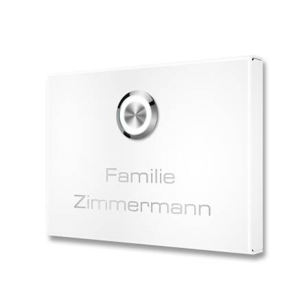 Metzler Campanello Esterna | personalizzato con incisione | Pulsante in acciaio inox con LED | Bianco | Vitus