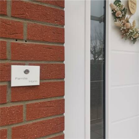 Metzler Campanello Esterna | personalizzato con incisione | Pulsante in acciaio inox con LED | Bianco | Vitus