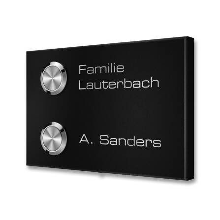 Metzler Sonnette sans fil noir immmeuble 2 parties Gravure optionnelle | Vitus M2