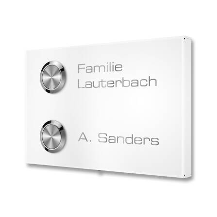 Metzler Funkklingel für Zweifamilienhaus - Gravur | Weiß | Vitus M2