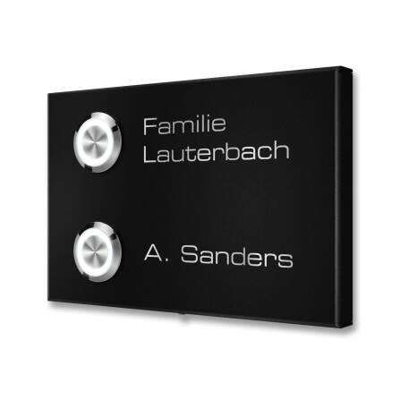 Metzler Klingel Aufputz Zweifamilienhaus Gravur | RAL 9005 Tiefschwarz | Vitus M2